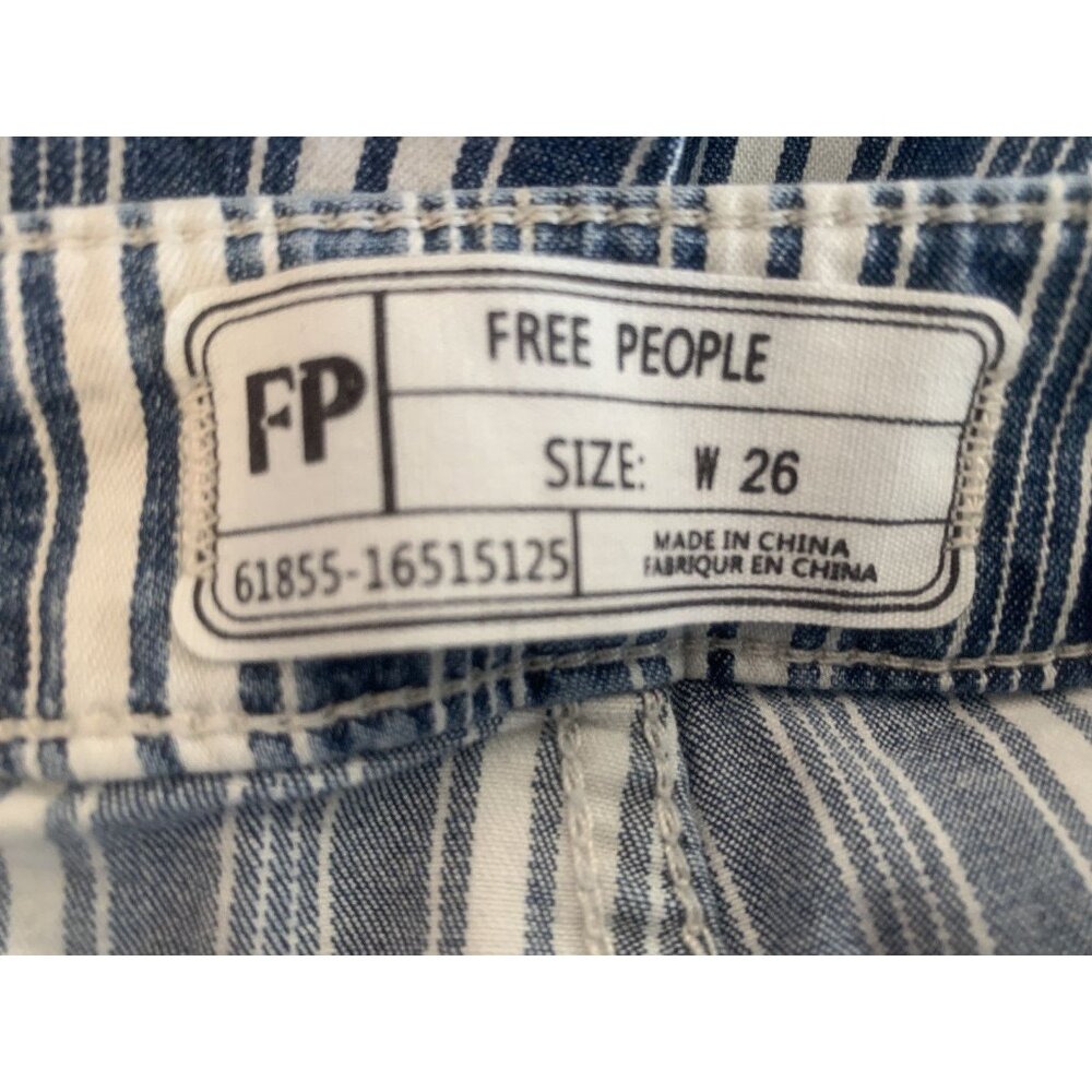 Free People Striped Bellbottom Flared Boho Hippie Retro Raw Hem Pants Size W26 - Picture 5 of 6
